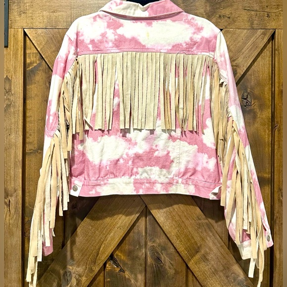 NWOT Peach Love California Tie Dye Fringe Jacket Sz L - Picture 8 of 16